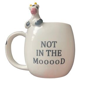 White Coffee Mug with Cow Design